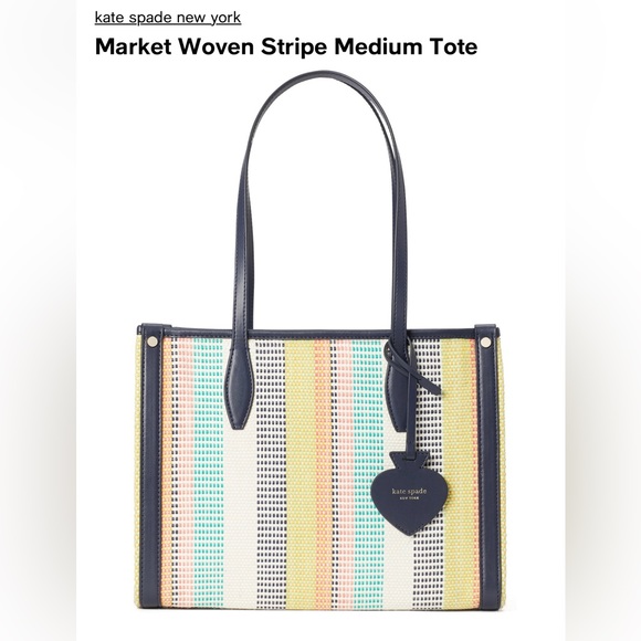 kate spade Handbags - NWT kate spade NY Market Woven Stripe
Medium Tote 11.8"W × 10.25"H × 6.25"D